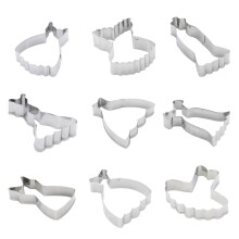 Conjunto de 9 Formas de Aço Inoxidável para Biscoitos em Formato de Saia