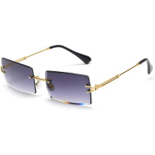 Rimless Rectangle Sunglasses Unisex Ultralight Metal Frame UV400 Protection Square Eyewear for Driving Travel Outdoor Daily Wear