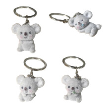 Koala Schlüsselanhänger 4er Pack beflocktes Design mit Metallverschluss für Schlüssel und Rucksäcke