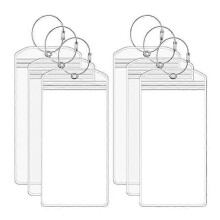 6 Pieces Cruise Luggage Tags, Waterproof Transparent PVC 8.8 x 18.2 cm Suitcase Tag Holders with 6 Screwable Metal Straps for Travel Air Train