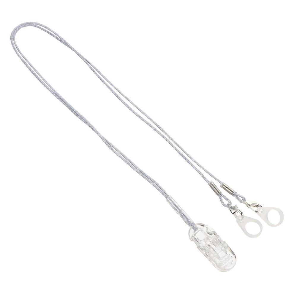 White Hearing Aid Safety Cord Anti-Lost Lanyard 1 Set For Seniors Children, Abs Nylon With Clip 2 Silicone Cases For Bte Hearing Aids