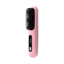 Haarglättungsbürste Numoya Go Brush Pro, tragbar, pink, zweilagige Borsten, 3 Heizstufen, Negativ-Ionen, USB-Ladefunktion
