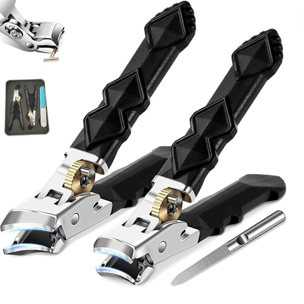 Toenail Clippers for Thick Nails 180 Wide Opening Stainless Steel Set for Seniors Ingrown Nails with Ultrathin Jaw