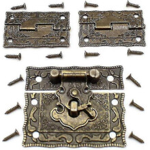 2 Pcs Iron Clasps and Hinges Antique Bronze Finish for Wooden Jewelry Boxes Cabinets Chests DIY Craft Projects