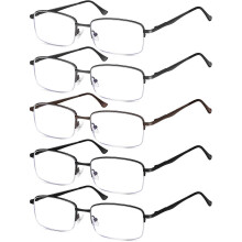 Lunettes de lecture pour homme avec filtre lumière bleue et protection UV - 5 paires - Charnière ressort