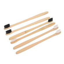 Bamboe tandenborstels, 20 stuks, zwart-wit, nylon borstelharen, gladde handgreep, compact en lichtgewicht
