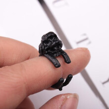 Adjustable Black Poodle Shaped Finger Ring Fits Most Finger Sizes Suitable for Adults and Children