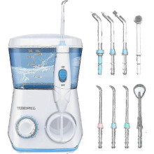 Electric Water Flosser Oral Irrigator 600ml 10 Adjustable Pressure Settings 8 Nozzles for Teeth Braces Dental Implants Crowns Gum Care
