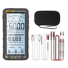 Multimètre numérique ANENG 681 rechargeable sans contact AC/DC, 6000 points, format de poche, True RMS, grand écran LCD, noir