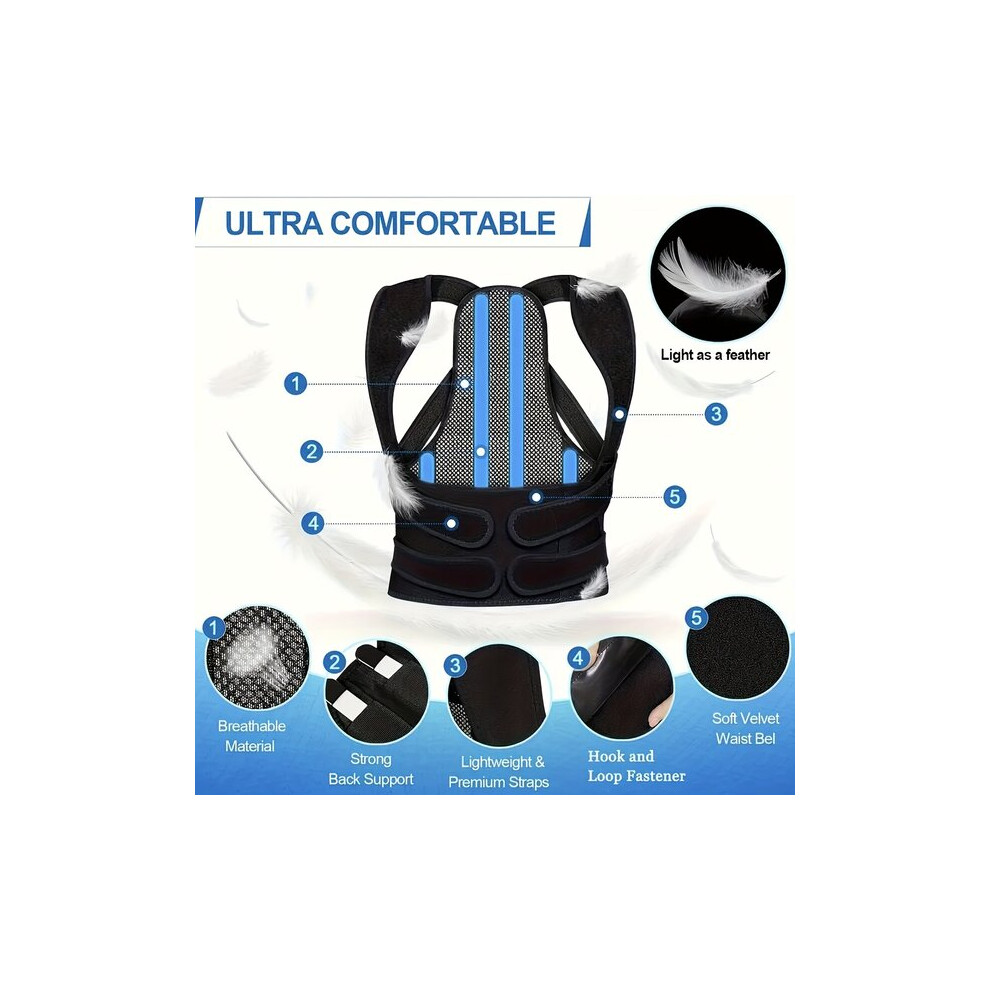 Posture Correction Belt Unisex, Lightweight Lumbar Support for Office Work & Sports