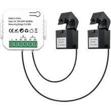 Monitor de energía inteligente para el hogar ZigBee con pinzas CT de 80 A, medición bidireccional de potencia y corriente en tiempo real.