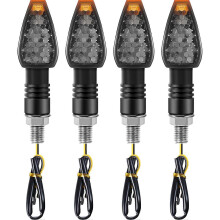 Stuks motorfiets richtingaanwijzers compatibel met 12V motorfietsen ATV's, 14 amberkleurige LED's, zwart ABS, eenvoudige montage