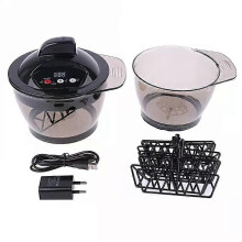 Elektrisches Haarfarben-Mischschalen-Set mit EU-Stecker, Silikon, ABS, Schwarz, 5 W, Selbstzeitfunktion, Niederspannung, Friseur- und DIY-Werkzeug