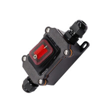IP67 Wasserdichter Inline-Schalter 12V DC 20A Hochstrom ABS-Isoliergehäuse, flammhemmend, mit 2 wasserdichten PG9-Anschlüssen für den Außenbereich
