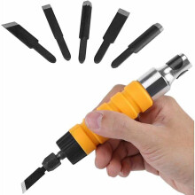 Electric Wood Chisel with Flexible Shaft 5 Bits Adjustable Spanner Compatible with Grinders under 12000 RPM for Woodworking Engraving Craft