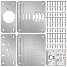Hinge Repair Kit compatible with Cabinet Door Hinges, Stainless Steel Fixing Plate for Kitchen Cupboard Door Repair (12-Pack)
