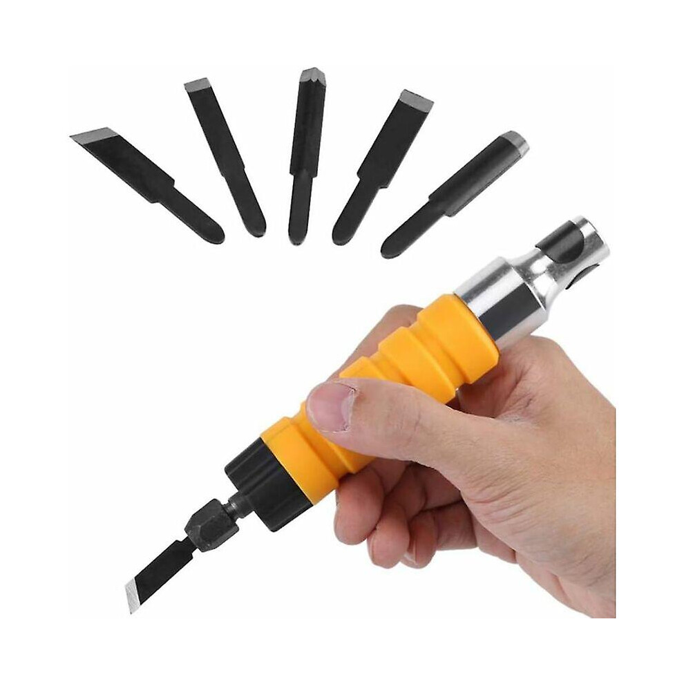 Electric Wood Chisel With Flexible Shaft 5 Carving Bits And Adjustable Spanner Compatible With Rotary Tools Under 12000 Rpm For Woodworking Engraving 6966168018131