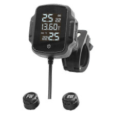 Motorbike Tyre Pressure Monitoring System with Display, Low Voltage Alert and Fast Charging USB Port