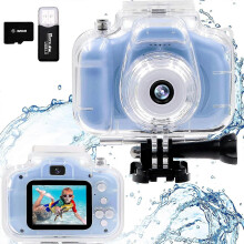 Cámara sumergible para niños con pantalla IPS de 2 pulgadas, 12 MP, 4x zoom, resistente hasta 30 metros