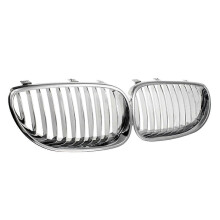 Etupuskurin krominen maski, yhteensopiva BMW 5-sarjan E60 E61 525i 528i 2004-2010 kanssa, hopeanvärinen ABS