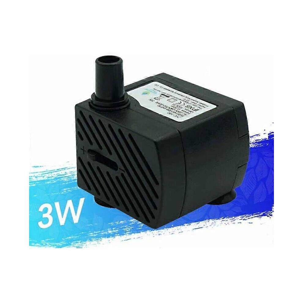 Submersible Pump Ultra Quiet 3W Adjustable 48Gph For Fish Tank Turtle Tank Fountain 6966168000143