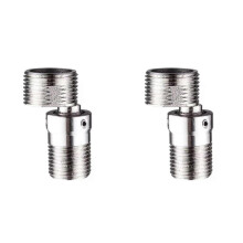 Douchekraanadapter 2 stuks, schuine, gebogen voet, 360 draaibaar, wandmontage, roestvrij staal, zilverkleurig, 50x26mm, voor keuken en badkamer