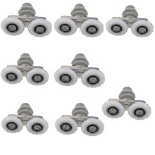 Duschkabinenrollen, 8 Stück, 25 mm, Doppelrollen oben und unten, Ersatzrollen für Badezimmer, mit Nylonrädern und Aluminiumrahmen