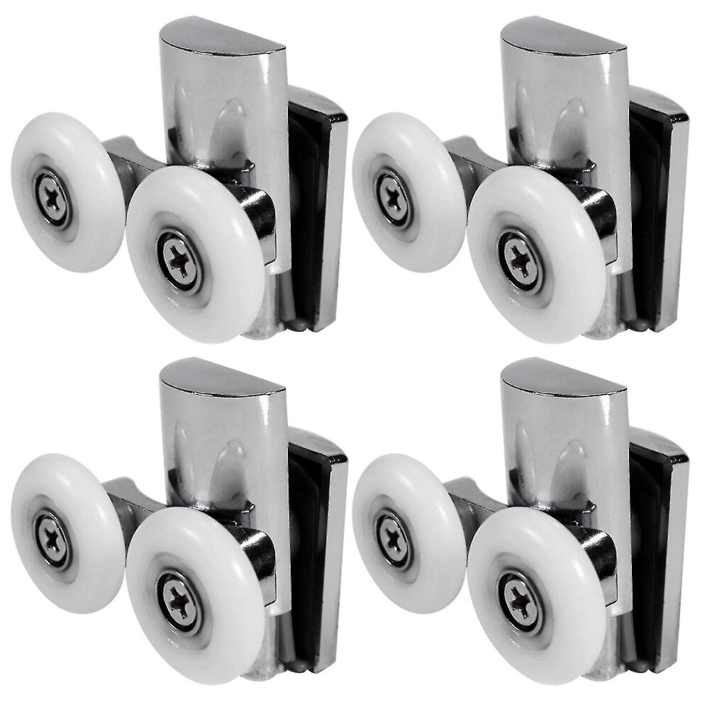 Shower Door Rollers 4Pcs 23Mm Heavy Duty Zinc Alloy Dual Wheels For Flat And Curved Sliding Shower Doors With Screws And Bumper Blocks 6966168018940