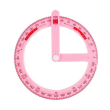 360 Degree Full Circle Rotating Plastic Protractor 130mm Pink Blue for Students School Office Classroom Stationery Supplies