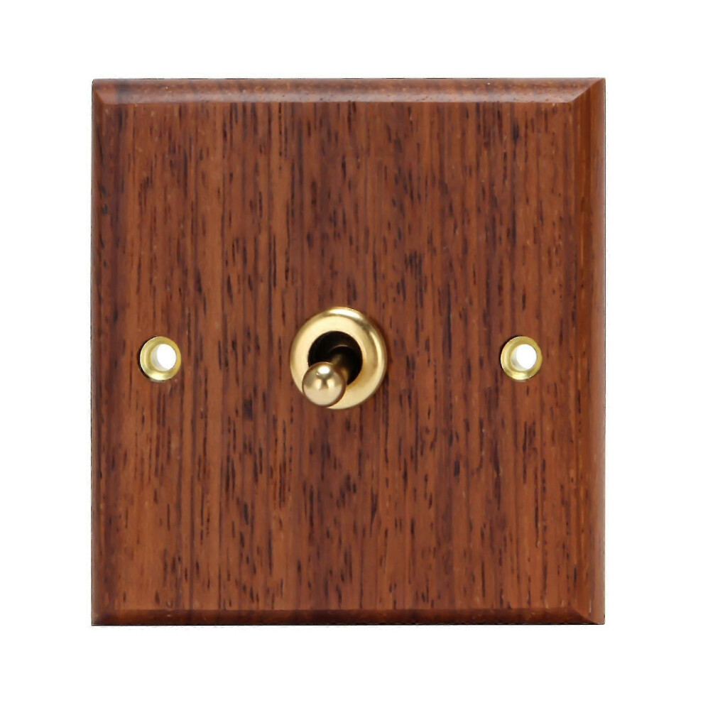 Solid Wood Retro Brass Toggle Wall Switch 86X86mm Panel 1-Switch 110V-250V Wood Colour For Home Hotel Homestay Shopping Mall 6966168019251