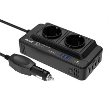 Convertisseur de puissance pour voiture 24V vers 220V AC 200W avec deux prises européennes, affichage numérique et 4 ports USB