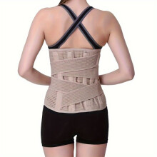 Supporto lombare compressivo con chiusura regolabile e piastre in acciaio, per il supporto dell'ernia e il miglioramento della postura.