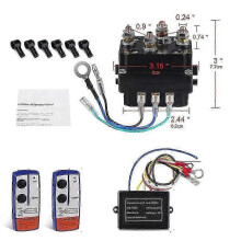 12V 500A Sealed Heavy Duty Contactor Winch Control Solenoid Twin 2.4G Wireless Remote Kit 100ft Range for Off Road Recovery Trucks
