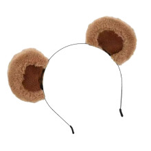 Bear Ears Headband Lightweight Cloth Fabric for Sensitive Skin Adults Women Children Dark Brown Light Brown for Daily Wear Photography Gatherings