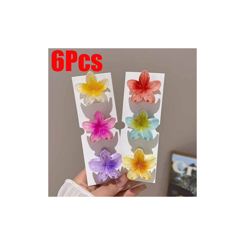 Hair Claw with Hawaiian Flower Gradient Design for Women's Party Hairstyle