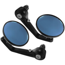 Rétroviseurs de Guidon Motocyclette, Compatible avec Diamètre Intérieur 18-20mm, Style Rétro, Alliage d'Aluminium Noir