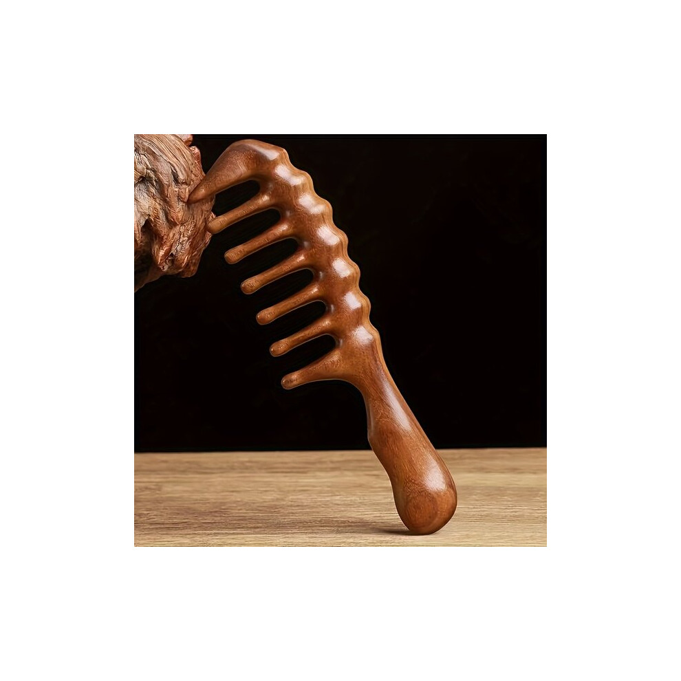 Sandalwood Comb for Curly Hair, Wide Tooth Anti-Static Design with Head Massage