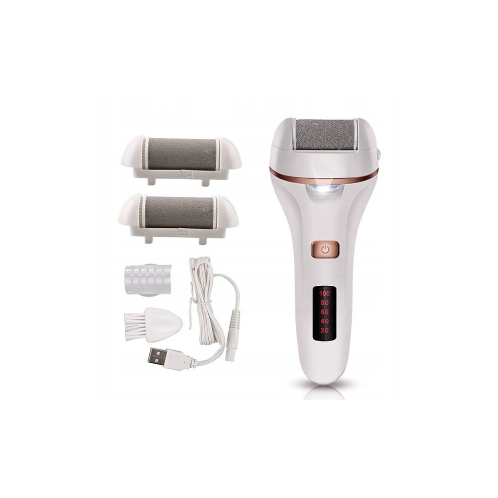 Electric Foot File Cordless with 2 Replaceable Heads, IPX7 Waterproof, 90 Min Runtime & LED Light for Foot Care