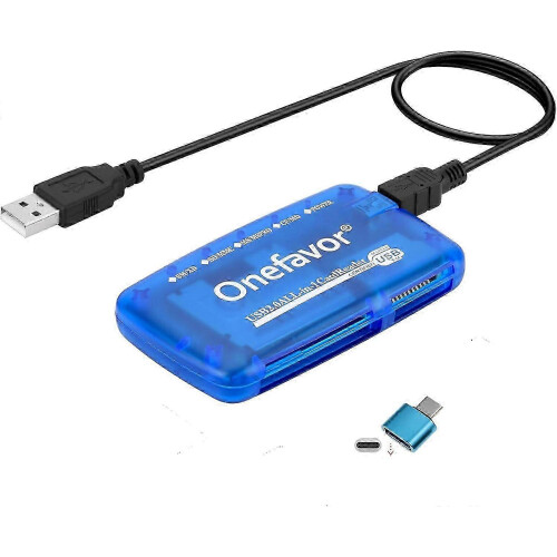 All-in-1 USB Card Reader compatible with SD, CF, MS, Micro, 4-Slot Simultaneous Access for Fast File Transfer