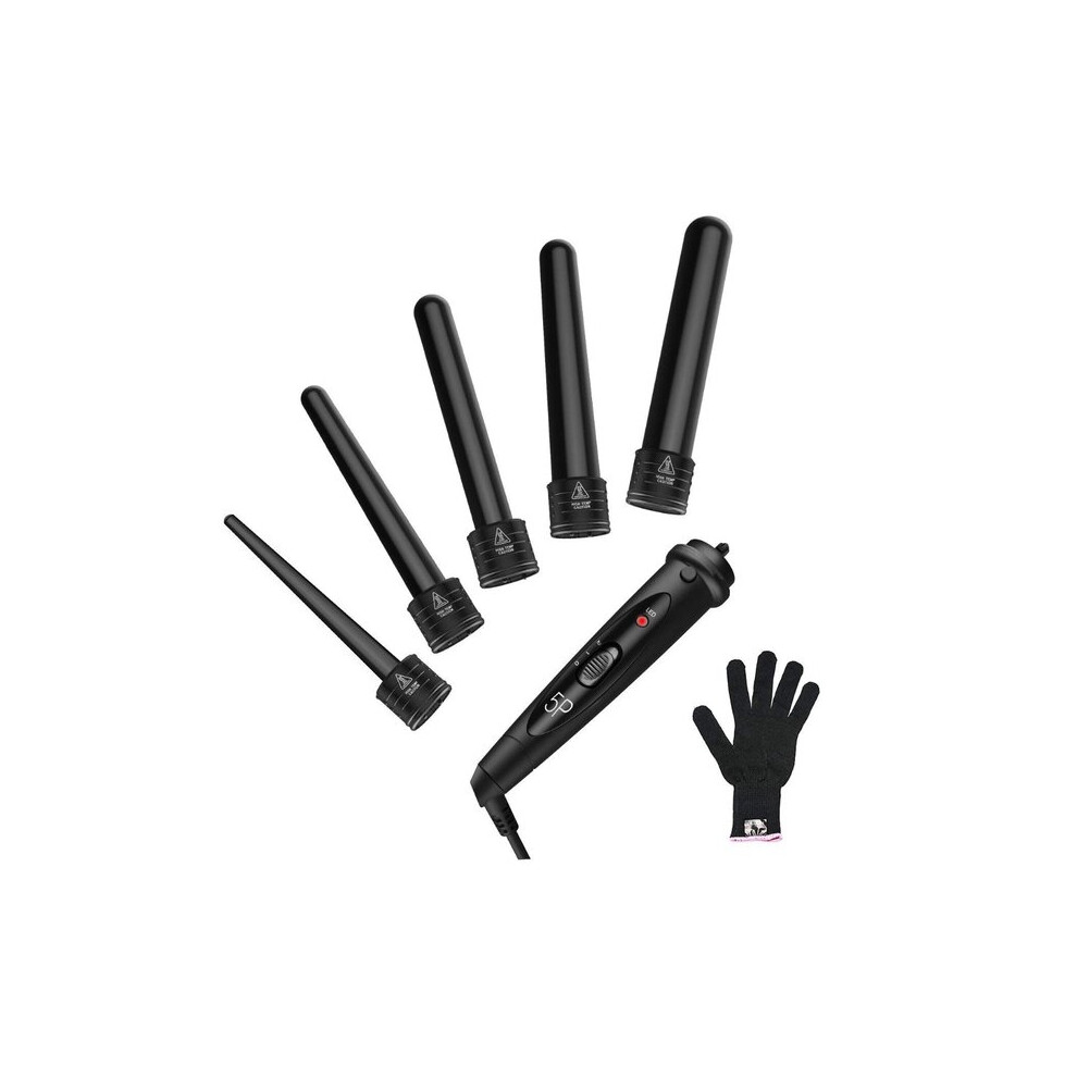 5-Piece Hair Curling Iron Set with Interchangeable Ceramic Barrels, Adjustable Temperature