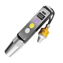 Lampe de poche UV pour identification gemmes 3 sources lumière blanche et jaune test minéraux bijoux aluminium noir rechargeable USB-C