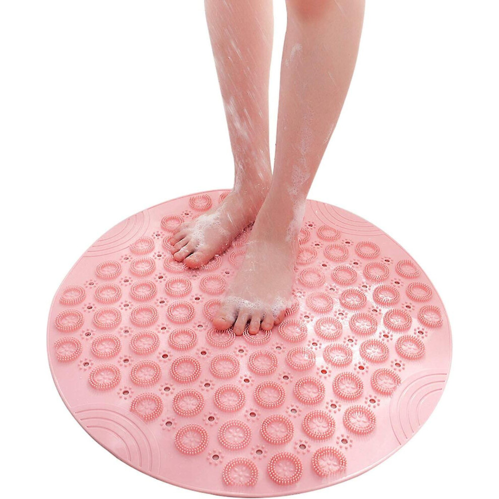 Non-Slip Shower Mat 22 Inch with Suction Cups, Drainage Holes and Massage Particles for Bathroom Safety
