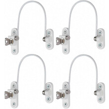 Window Safety Lock Anti-Pry Steel Cable Design 19cm Child Protection for Doors and Windows 4-Pack White