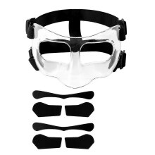 Nose Guard for Broken Nose Adjustable Straps Padded Breathable Transparent PC Face Protector for Basketball Football Fits Adults Teenagers