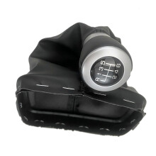 6 Speed Manual Car Gear Shift Knob Gaiter Boot Collar Compatible with Seat Alhambra 2000-2010 Black Leather ABS Dustproof Integrated Design