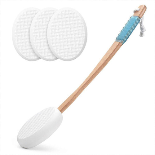 Lotion Applicator Long Handle for Back & Feet with 4 Replaceable EVA Pads
