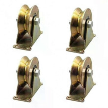 4 Stück V-Nut-Schiebetürrollen, 1,2 Zoll, hochbelastbare, starre Stahlrollen, 200 kg Tragfähigkeit für Schiebetore mit umgekehrter Laufschiene