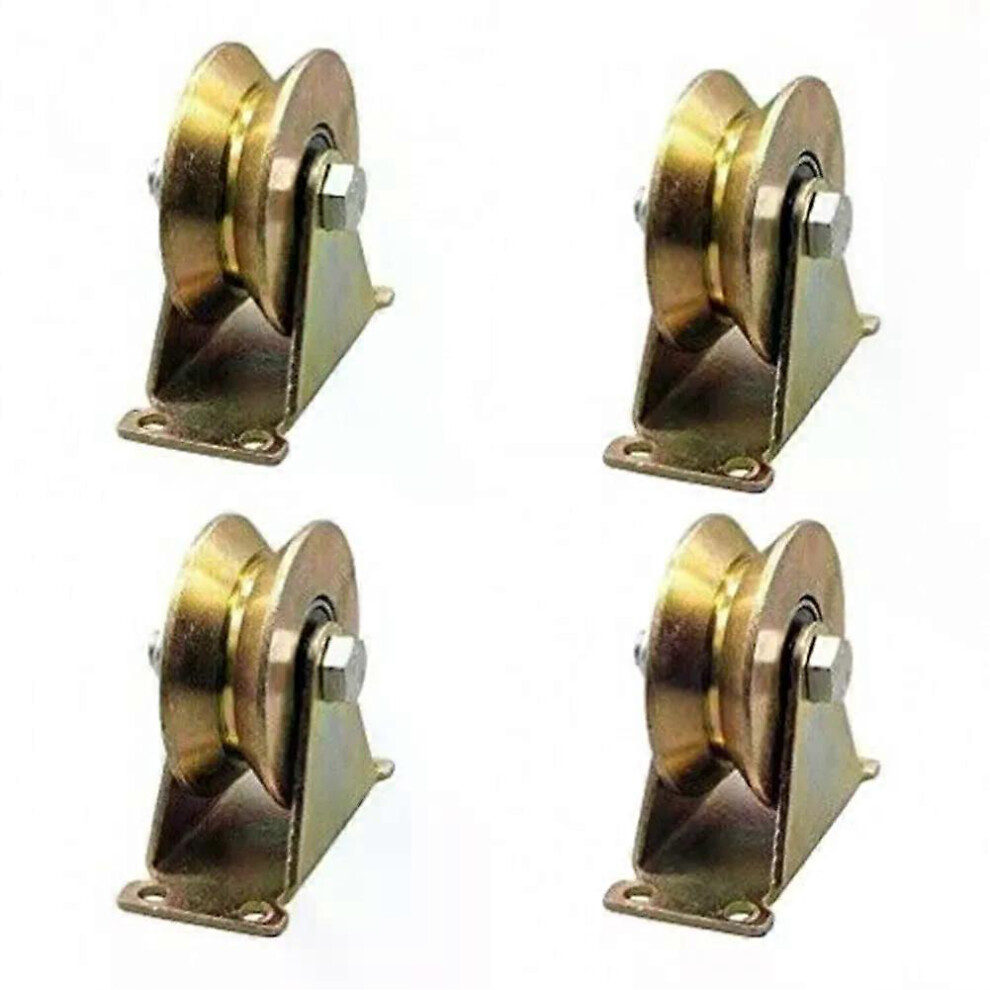 4 Pcs V Groove Sliding Door Pulley Wheels 1.2 Inch Heavy Duty Steel Rigid Casters 200Kg Load Capacity For Inverted Track Sliding Gates 6966168134916