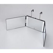 360 Degree LED Lighted Mirror for Haircut, Double-Sided Triangular Vanity Mirror, 32x19.5cm Glass Wall Mountable Makeup Mirror