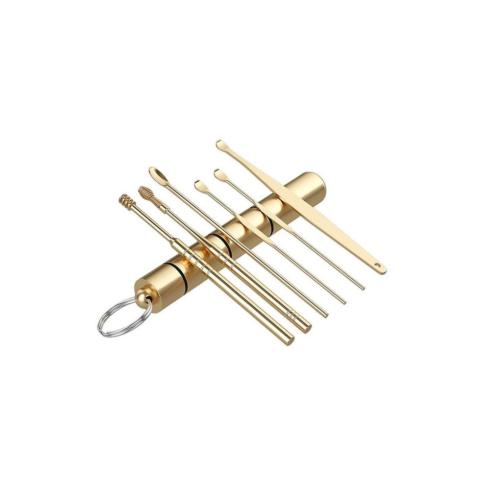 Ear Wax Remover Tool, Stainless Steel Spiral Curette with Elastic Tip for Safe Cleaning, Portable Ear Hygiene Kit